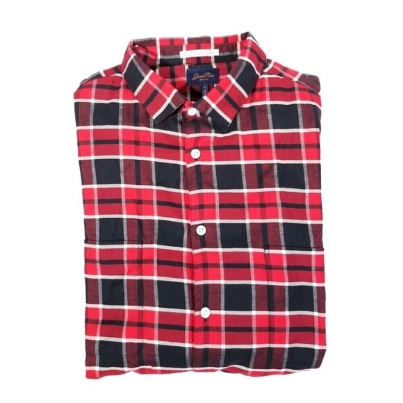 Nordstrom Good Man Long Sleeve Button Down Shirt Plaid Red Black Mens Large - Picture 4 of 4